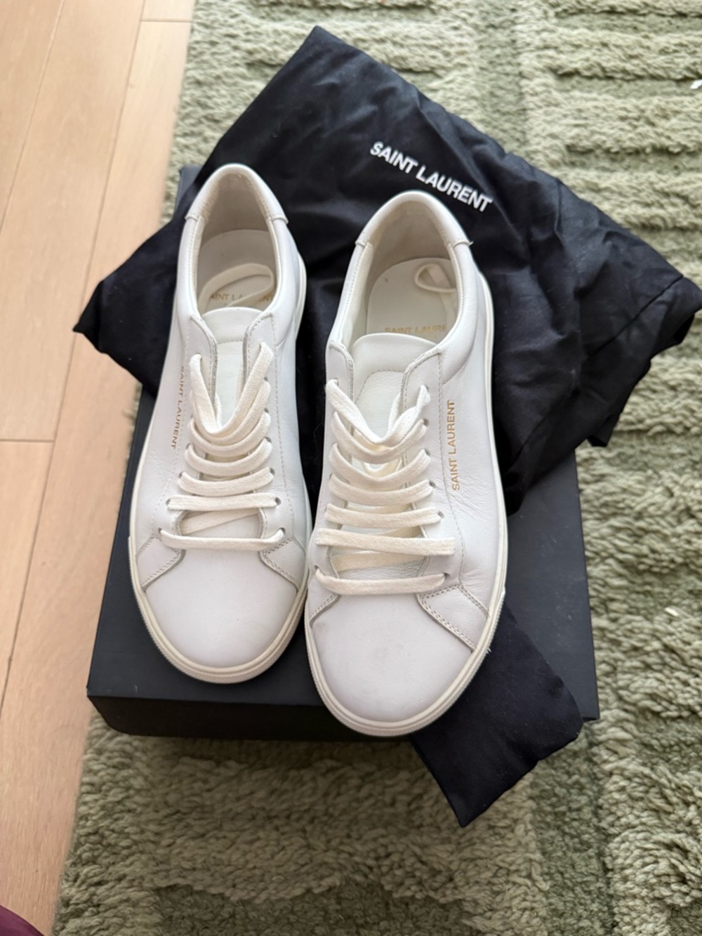 Saint Laurent White Leather Low-Top Sneakers